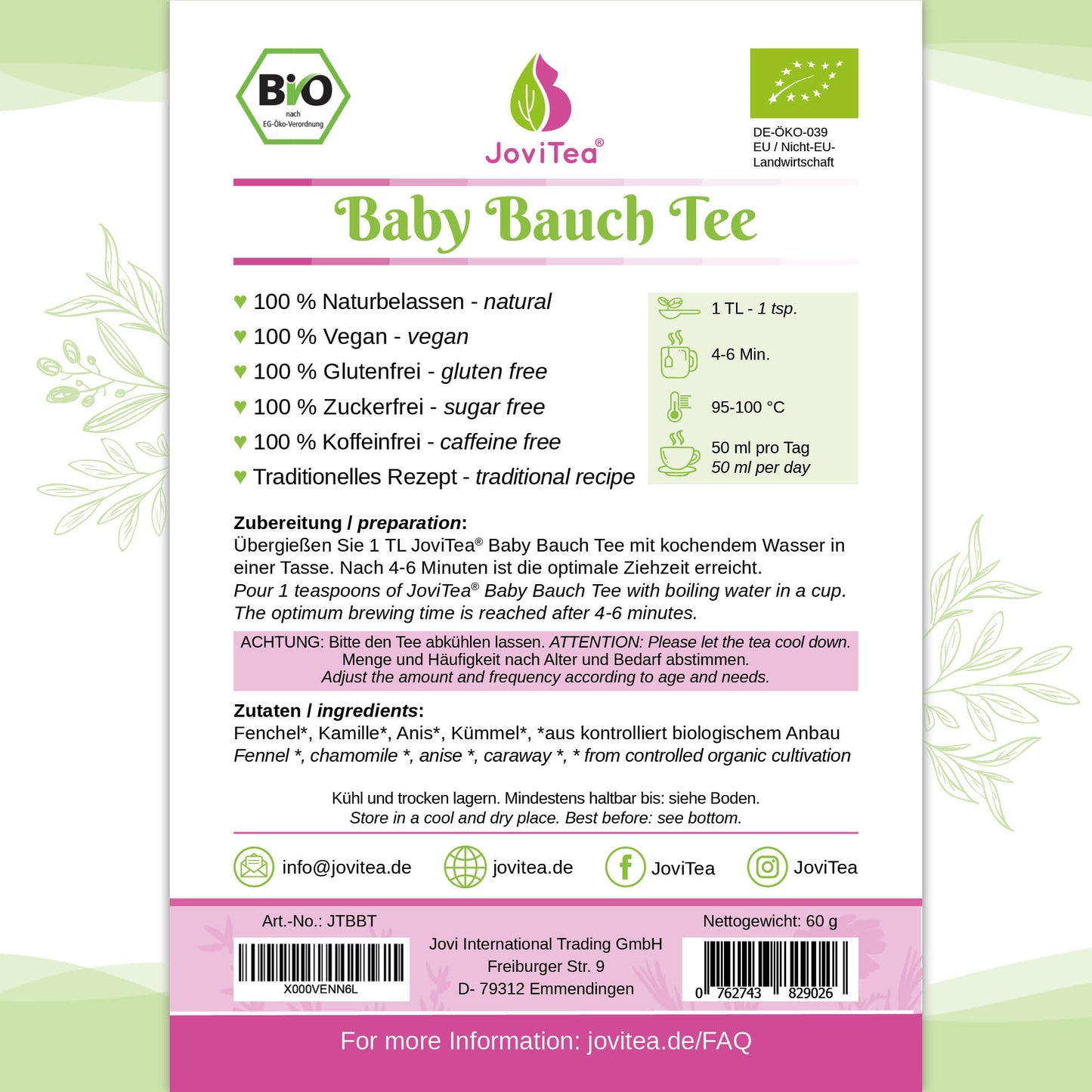 JoviTea Baby Bauch Tee Bio