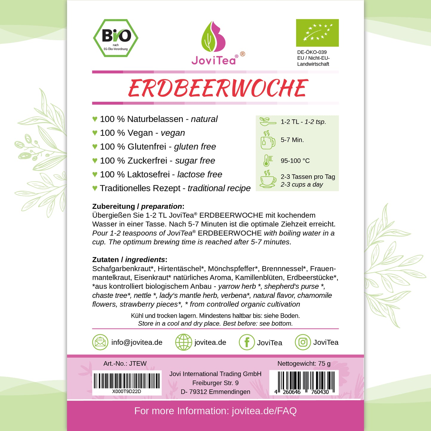 JoviTea Erdbeerwoche Bio