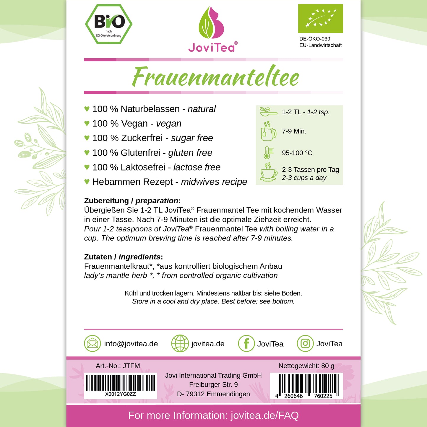 JoviTea Frauenmanteltee Bio