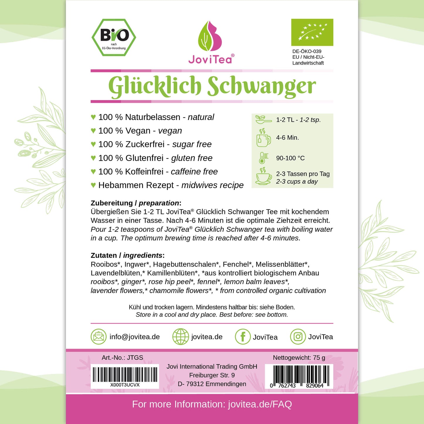 JoviTea Glücklich Schwanger Bio