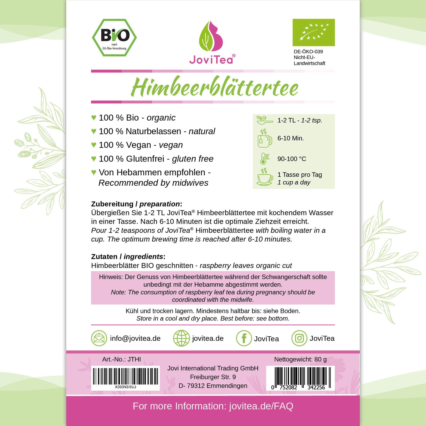 JoviTea Himbeerblättertee Bio