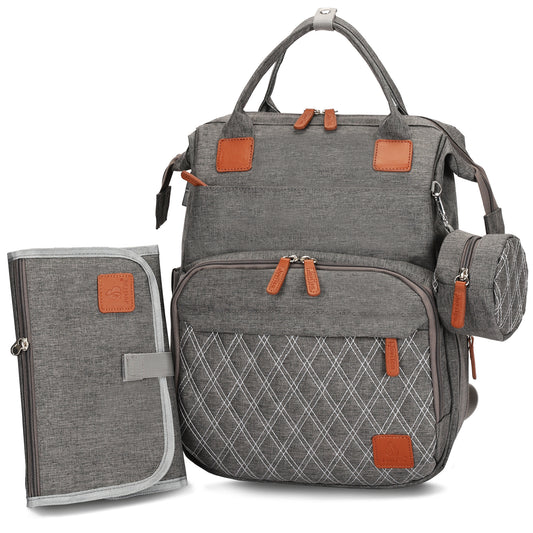 JoviTea Wickeltasche/Wickelrucksack grau inkl. kleiner Wickelunterlage