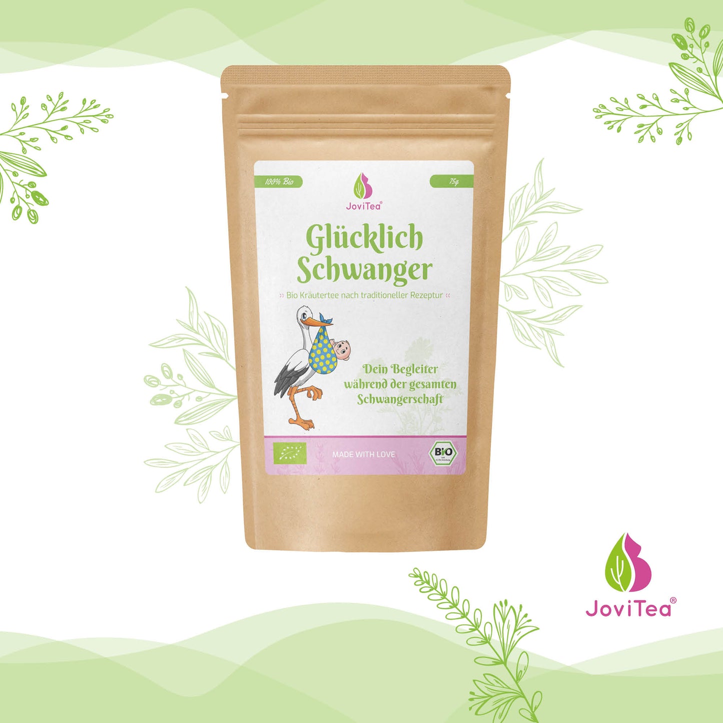 JoviTea Glücklich Schwanger Tee Bio mit Sieb